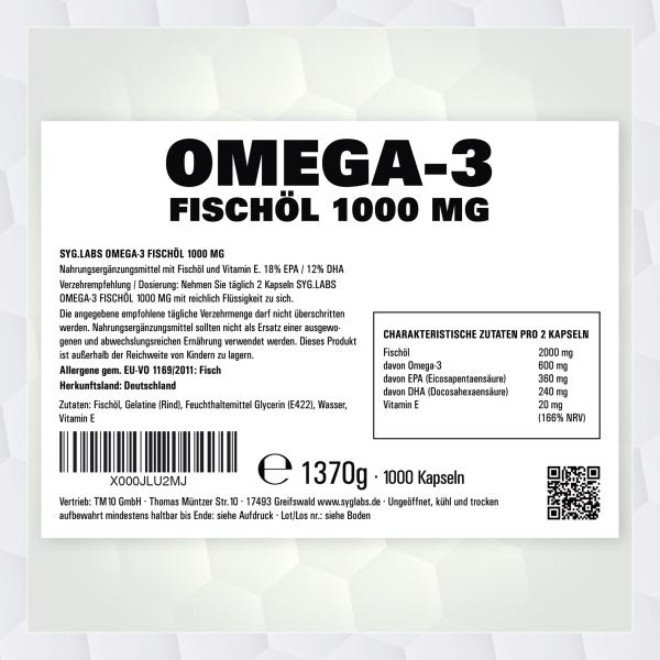 Omega-3 Fischöl 1000mg 1000 Kapseln